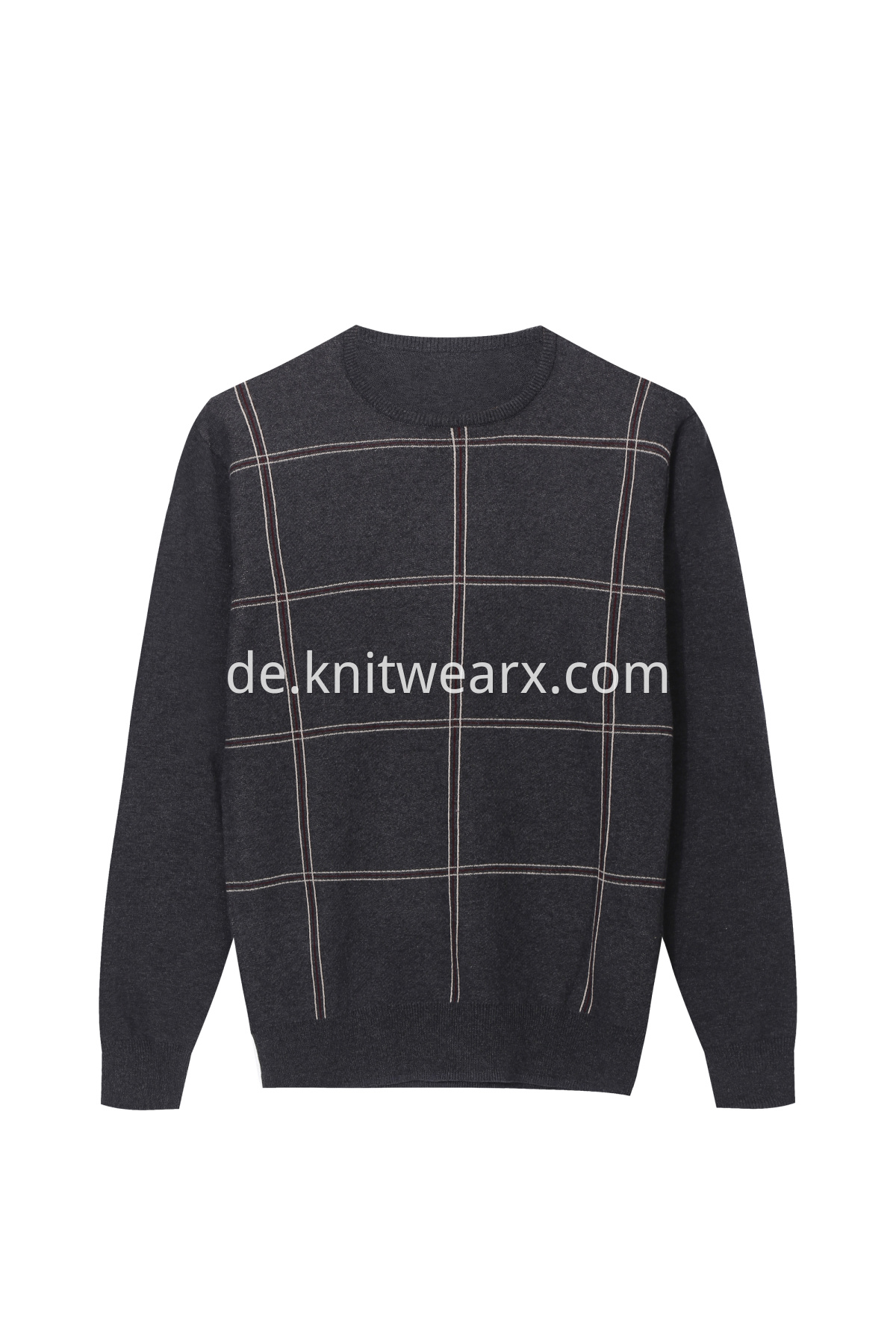 Men's Jacquard Plaid Knit Crew neck Sweater